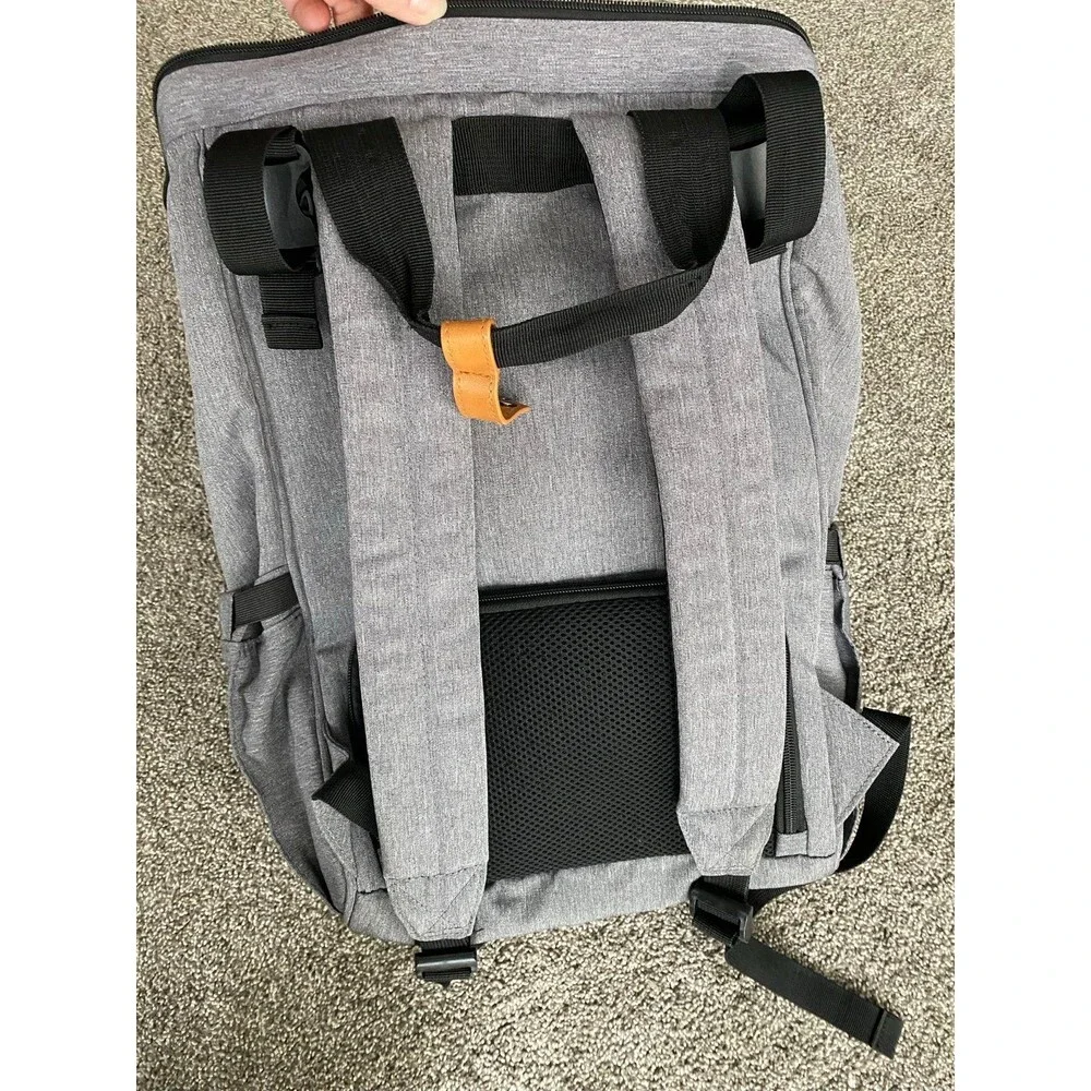 Gray Diaper Bag Backpack Large Travel Baby Bag Multi Pocket Organizer